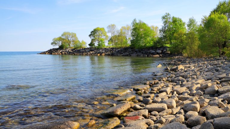 Lake with rocky shoreline